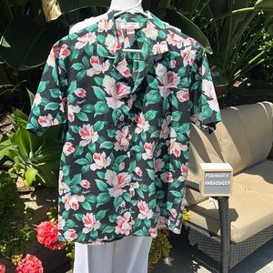 Vintage EverGreen Island Hawaiian Print Button Up Short Sleeve Shirt Sz.M